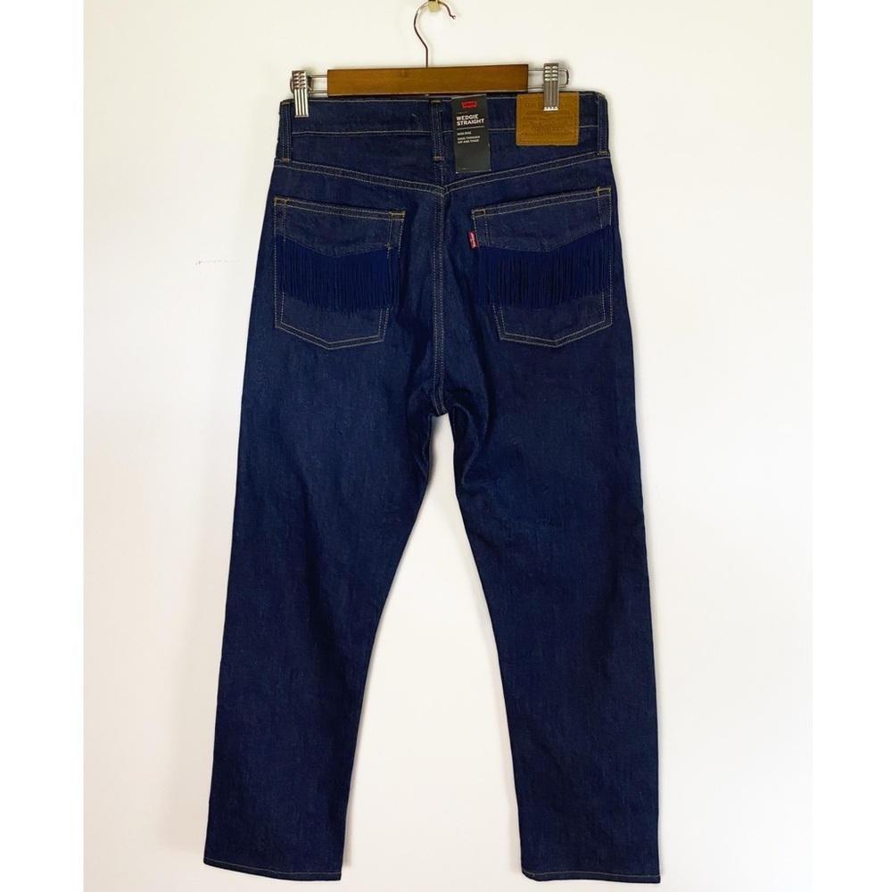 Levi's Dark Blue Straight Leg Jeans with Fringe Pocket - Picture 3 of 15